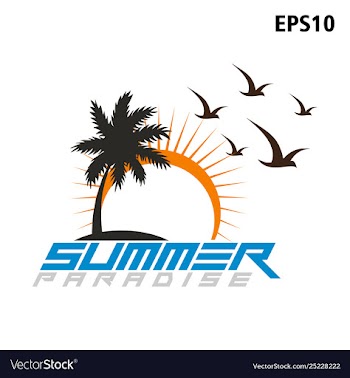 Logo palm trees sun wave vector image