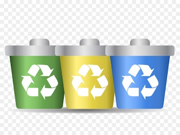 Logo Recycling symbol Paper - Vector tri-color recycling trash can 