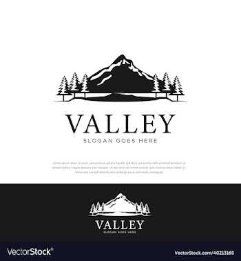 logo with natural scenery of mountains lake