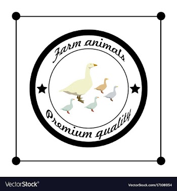 Logos and badges farm animals geese vector image