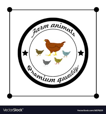 Logos and badges farm animals hen vector image