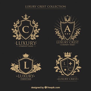 Logos collection of crests with initials in vintage style Free Vector