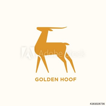 Logotype with silhouette of antelope or gazelle