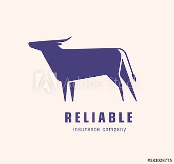 Logotype with silhouette of bull or ox