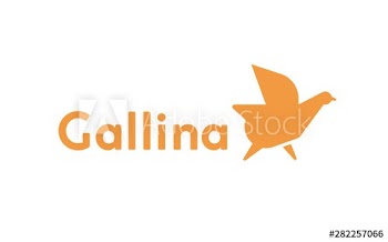 Logotype with silhouette of chicken or hen
