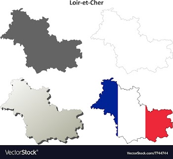 Loir-et-Cher Centre outline map set vector image