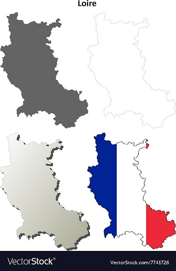 Loire Rhone-Alpes outline map set vector image