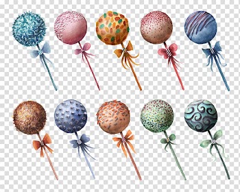 Lollipop Cake pop Watercolor painting Illustration, Cartoon bow lollipop transparent background PNG clipart