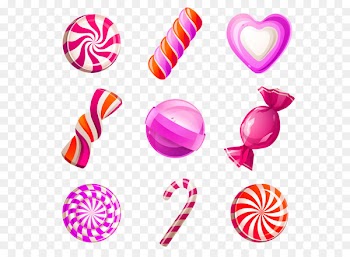 Lollipop Candy cane Cotton candy Cupcake - Hand-painted candy 