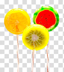 Lollipops, three fruit lollipops transparent background PNG clipart