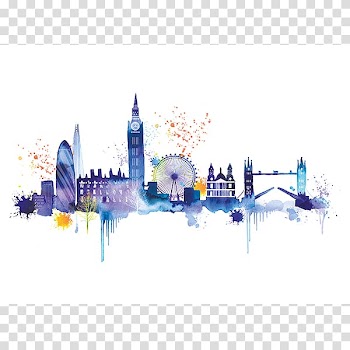 London Art Watercolor painting Canvas print, fingerprint tree transparent background PNG clipart
