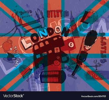 London doodles with grunge background vector image