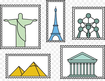 London Eye Egyptian pyramids Eiffel Tower - Egyptian pyramid stamps 