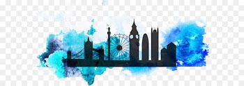 London Eye New York City Watercolor painting - London Silhouette watercolor landscape 