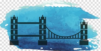 London Watercolor painting, Blue Bridge transparent background PNG clipart