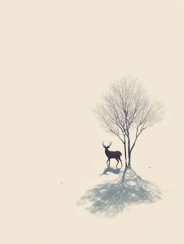 Lone Deer in Snowy Landscape Lone Deer in Snowy Landscape