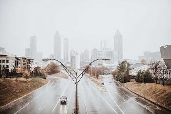 Lone vehicle on a wet | Free Photo - rawpixel