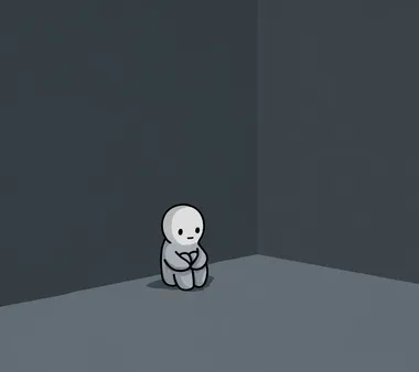 Lonely Cartoon Character in a Corner Lonely Cartoon Character in a Corner