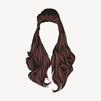 Long brunette wig collage element, | Free PSD - rawpixel