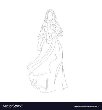 long dress gown with woman stole continues line