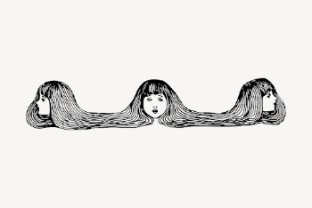 Long hair girl border clipart, | Free Vector - rawpixel