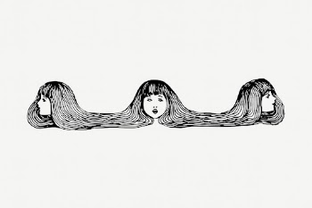 Long hair girl border drawing, | Free PSD - rawpixel