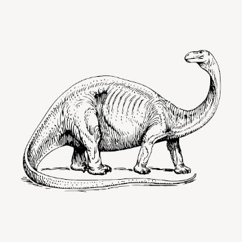 Long neck dinosaur clipart, vintage | Free Vector - rawpixel