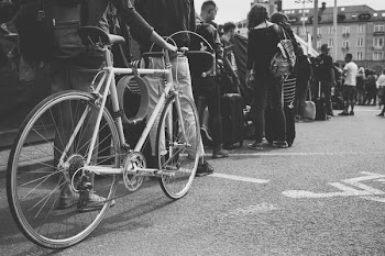Long queue in black and white