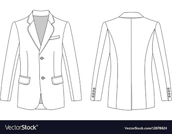 Long sleeve mans buttoned jacket outlined template vector image