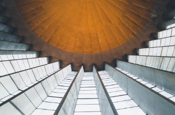 Looking up at the roof in the chapel at Coventry Cathedral. 