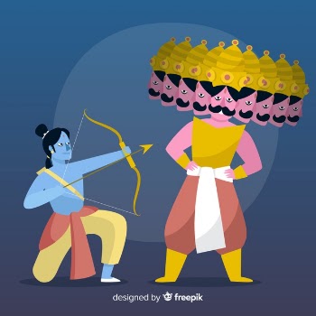 Lord rama and ravana character background Free Vector