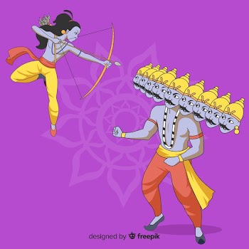 Lord rama and ravana character Free Vector