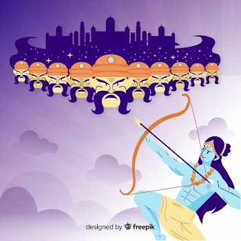 Lord rama and ravana character Free Vector