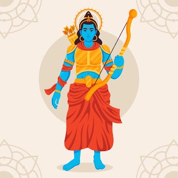 Lord rama holding a bow in hand Free Vector