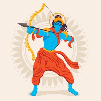 Lord rama holding a golden bow flat design Free Vector