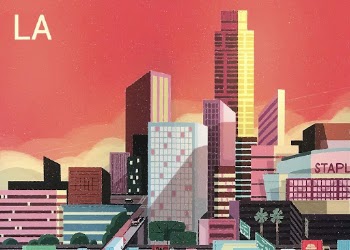Los Angeles city buildings, retro | Free Vector - rawpixel