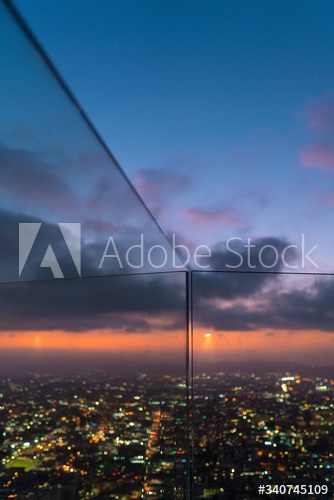 Los Angeles cityscape seen through glass