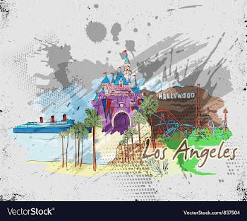 Los angeles doodles vector image