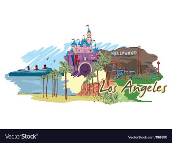 Los angeles doodles vector image