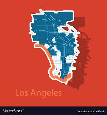 Los angeles map flat style design - sticker vector image