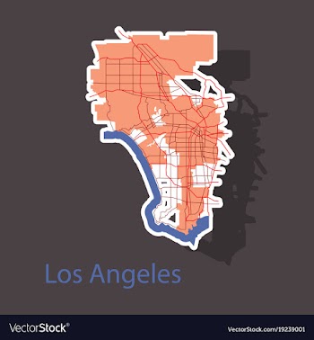 Los angeles map flat style design - sticker vector image