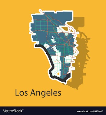 Los angeles map flat style design - sticker vector image
