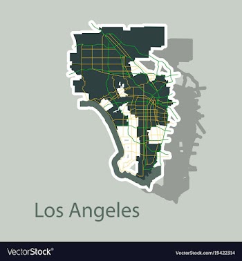 Los angeles map flat style design - sticker vector image