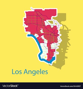 Los angeles map flat style design - sticker vector image