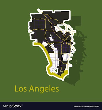 Los angeles map flat style design - sticker vector image