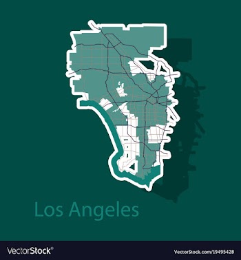 Los angeles map flat style design - sticker vector image