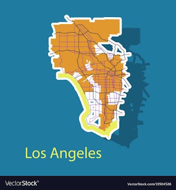 Los angeles map flat style design - sticker vector image