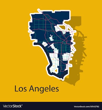 Los angeles map flat style design - sticker vector image