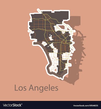 Los angeles map flat style design - sticker vector image