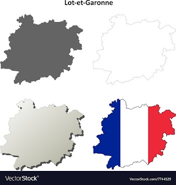 Lot-et-Garonne Aquitaine outline map set vector image